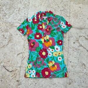 Lilly Pulitzer Button V Neck Cotton Tee